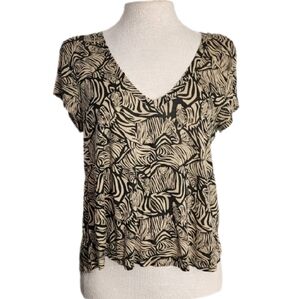 LOVE ON A HANGER Zebra Print Blouse Brown Size M